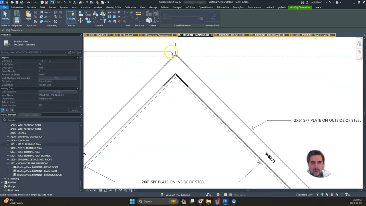 Revit Steel Tutorial Revit Tutorial - Creating Drafting View of Model for Steel Frame ...