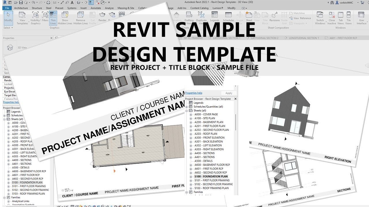 Revit Project Sample File Style 1 - Overview Video - Corbin Teaches